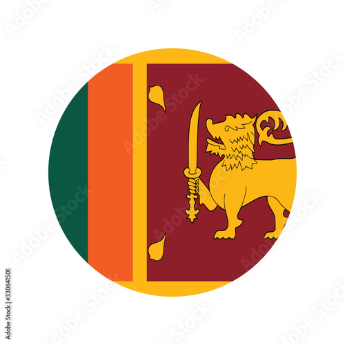 Sri Lanka flag in glossy round button of icon. flag logo of Sri Lanka emblem isolated on white background, Sri Lanka national concept sign, Vector illustration.