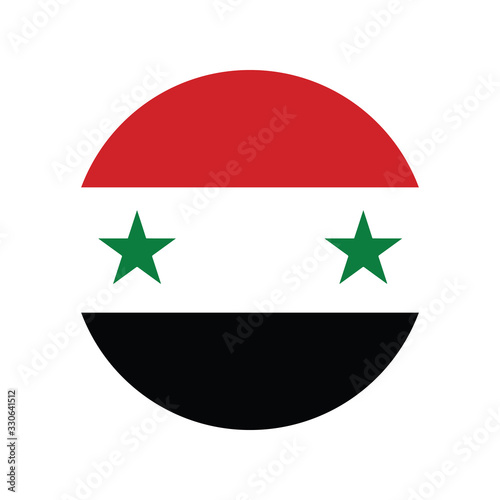 syria flag in glossy round button of icon. flag logo of syria emblem isolated on white background, syria national concept sign, Vector illustration.