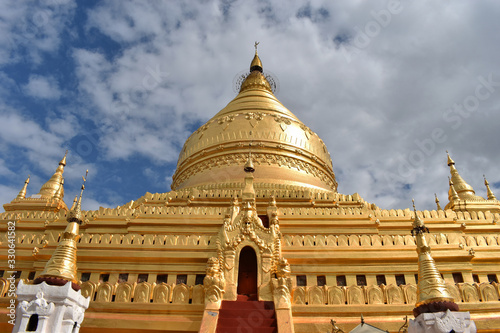 Shwezigon Pagoda in Bagan, Myanmar.
