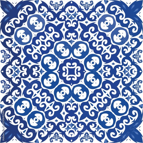 Portuguese ornamental azulejo ceramic.