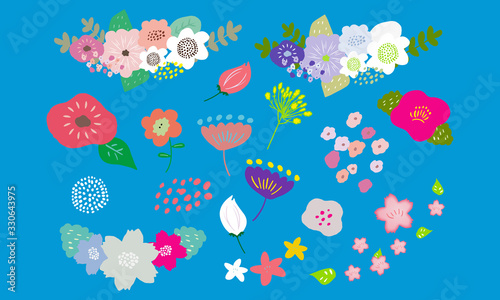 colorful pop vector  flower set 