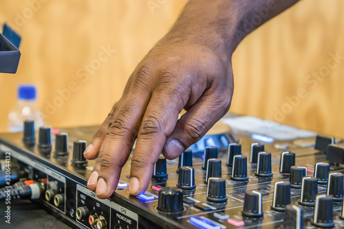 DJ's mixing gear and panel close up © Stella Kou