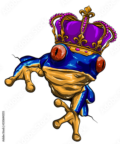 Cartoon illustration of a frog wearing a crown. vector