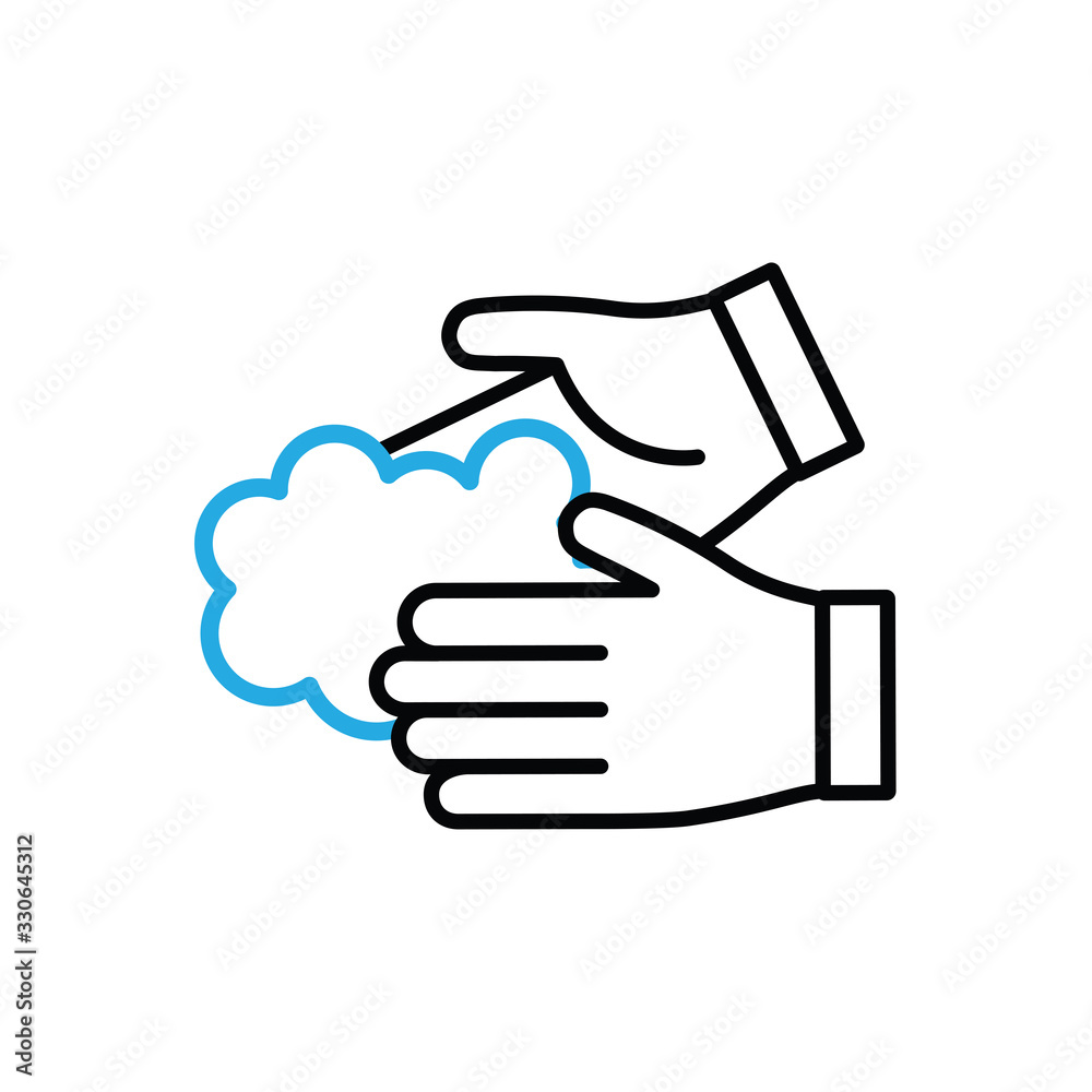 Hands Wash With Soap Icon Vector. Outline Hand Washing With Soap Sign. Isolated Contour Symbol Illustration. Hands Wash With Soap Icon Vector. Outline Hand Washing With Soap Sign. Isolated Contour Symbol Illustration.