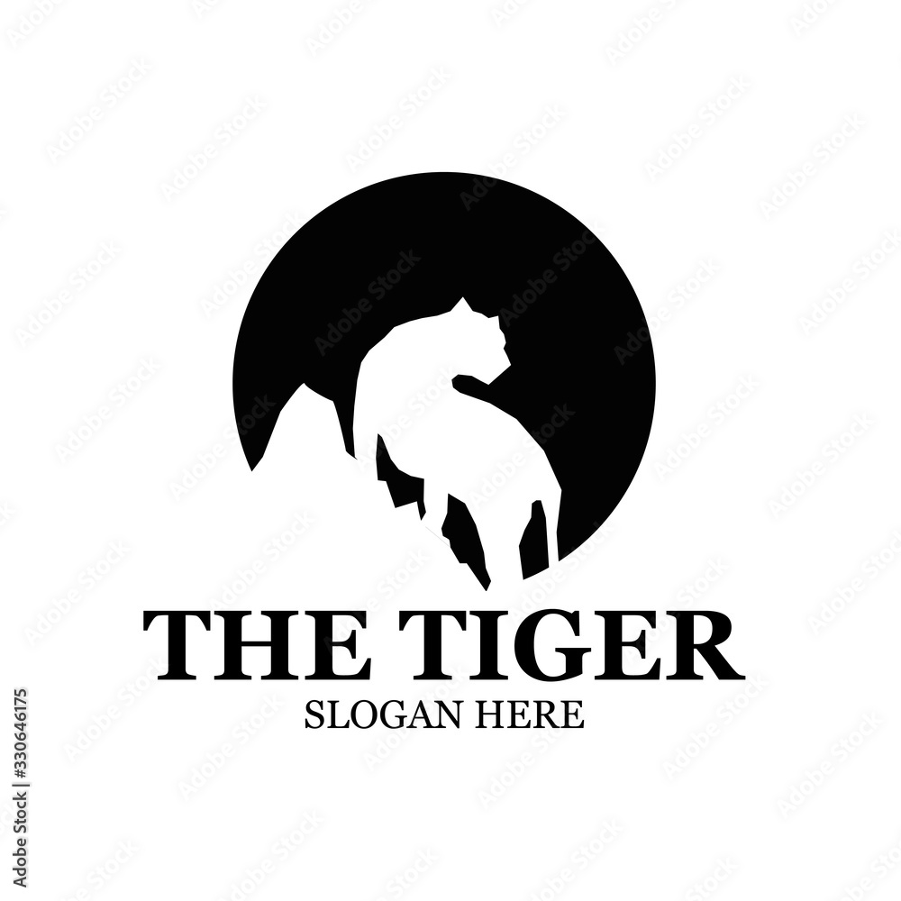 Fototapeta tiger and mountain logo designs simple