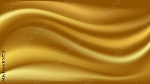 Goldensatin waves. Smooth silk wavy abstract background. Vector illustration © Amarylle