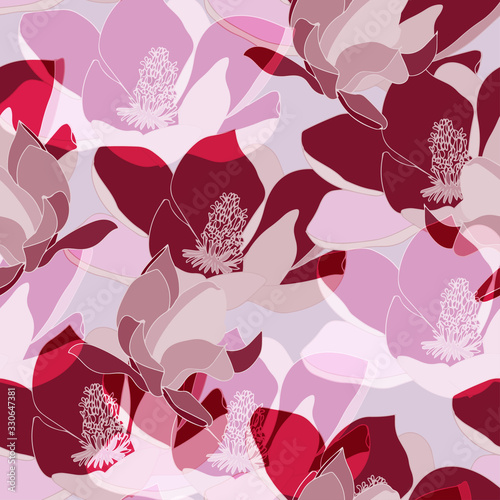 Large gold, orange, yellow and dark blue inflorescences of flowers. Floral seamless pattern.