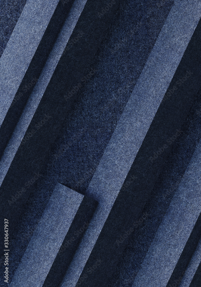 Fototapeta premium Minimal background for branding and product presentation. Blue fabric geometric background. 3d rendering illustration.