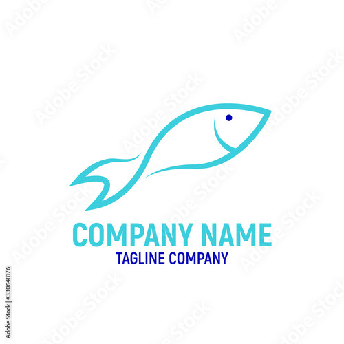 Simple fish logo design template. Creative vector symbol of fishing club or seafood restaurant. - Vector