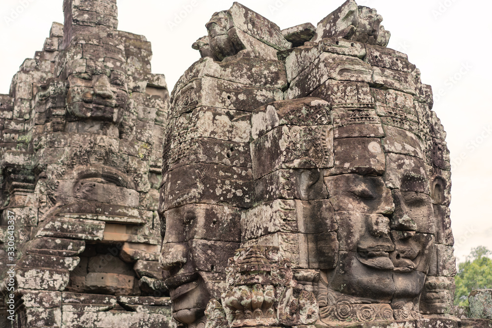 Bayon Castle or Prasat Bayon Khmer temple at Angkor in siem reap Cambodia