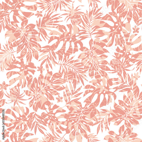 Beautiful tropical plant seamless pattern illustration,