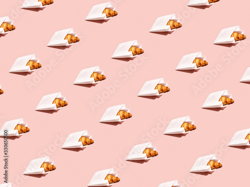 Creative background for breakfast to go.