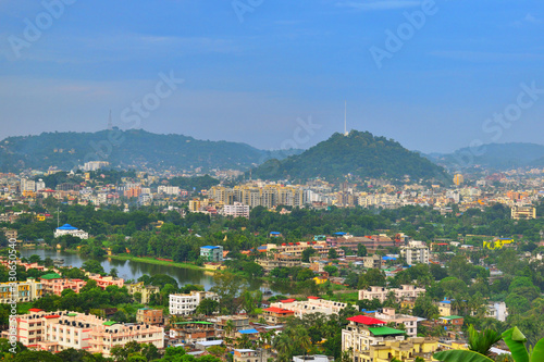 Fototapeta Naklejka Na Ścianę i Meble -  Aerial view of  Guwahati city in Assam, India