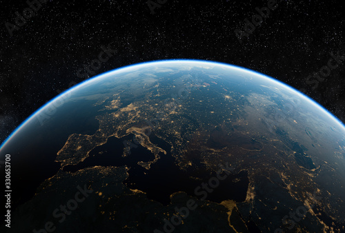 Obraz na płótnie Realistic rendering of the Earth seen from space w salonie