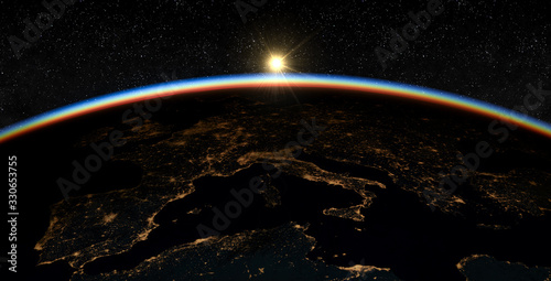 Fototapeta Naklejka Na Ścianę i Meble -  Realistic rendering of the Earth seen from space