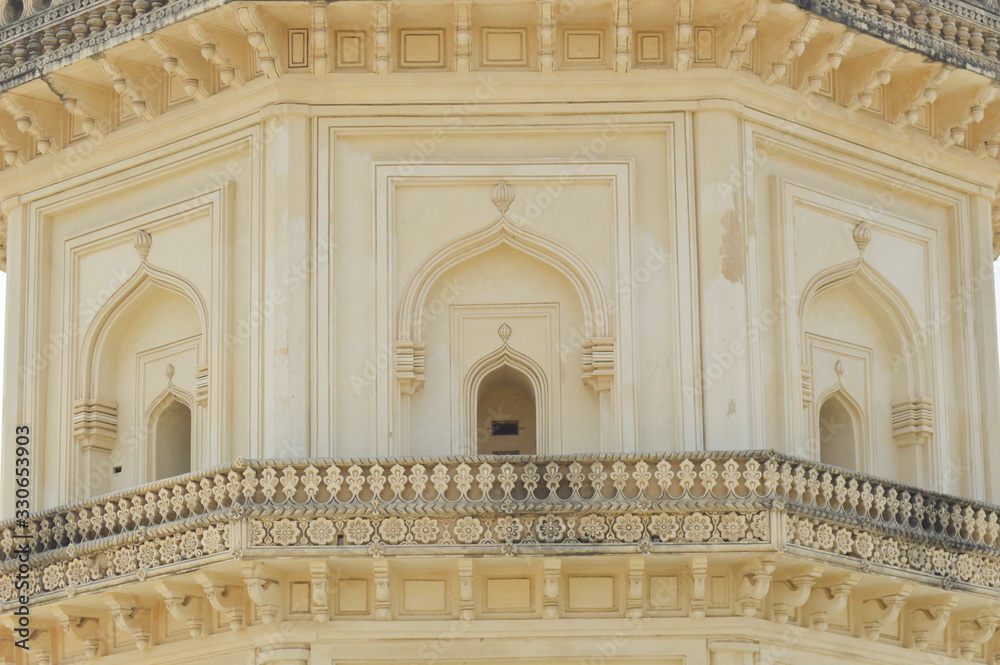 Royal Balcony of seven tombs in hydrabad india historical and architectural building 