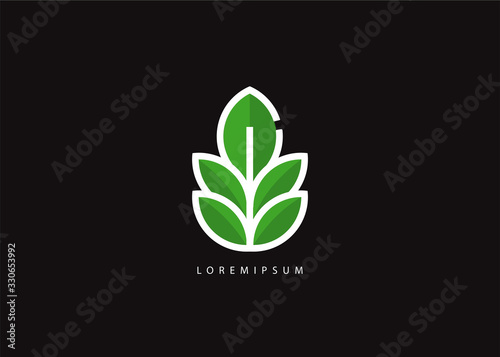 leaf green logo, icon seed plant