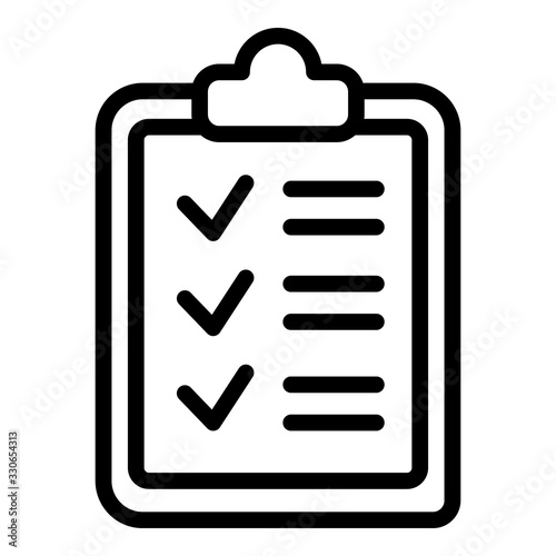 Checklist board icon. Outline checklist board vector icon for web design isolated on white background