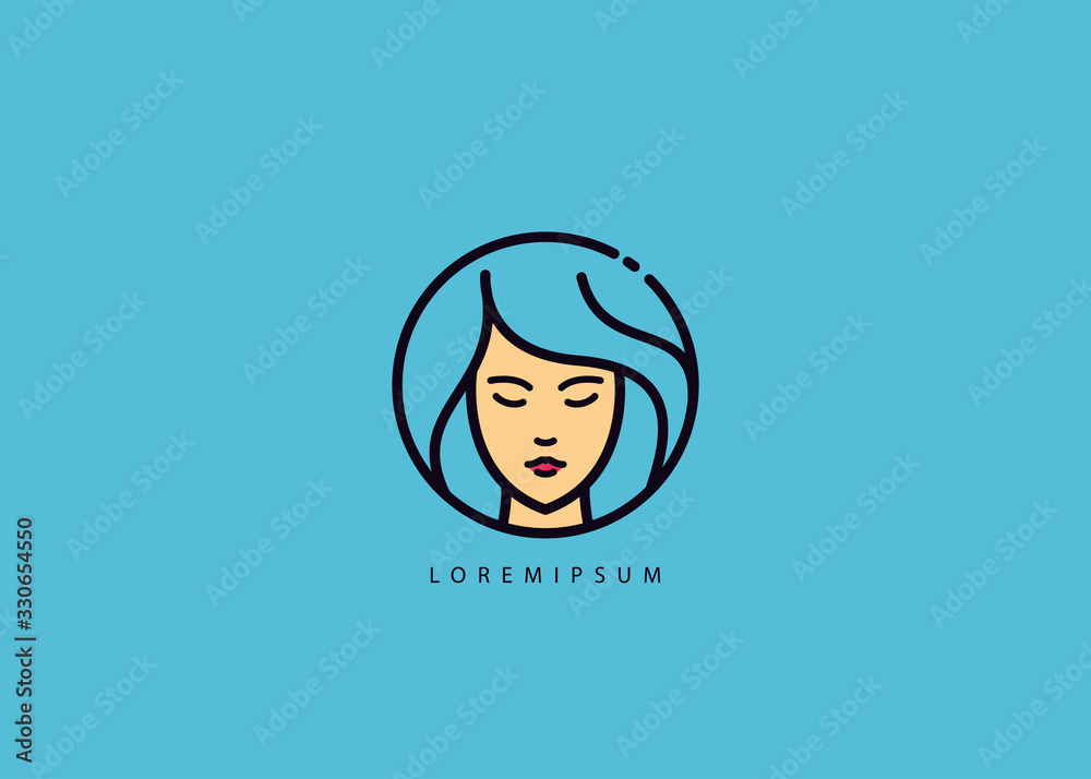 woman hair and face care beauty logo art vector illustration woman hair and face care beauty logo art vector illustration