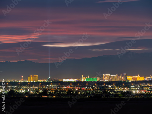 Photography Sunset red afterglow over the famous strip of Vegas