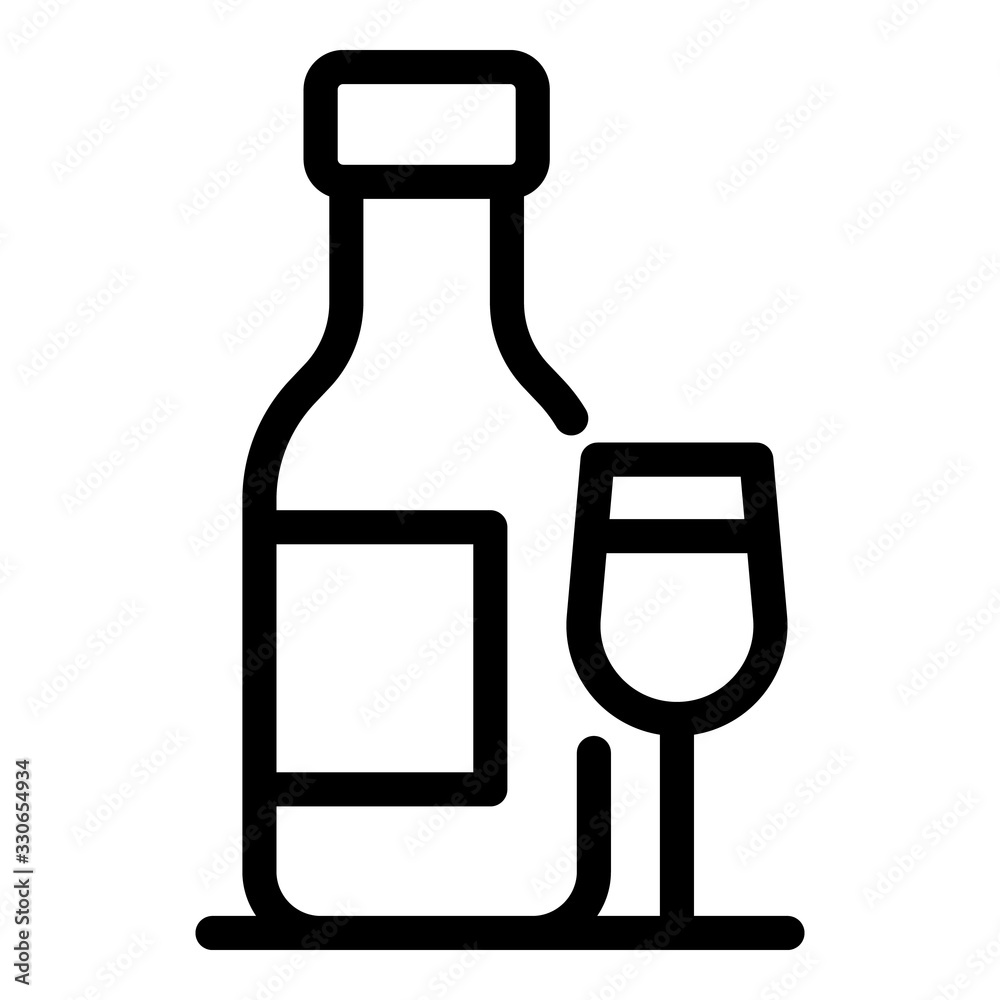 Alcohol bottle icon. Outline alcohol bottle vector icon for web design isolated on white background