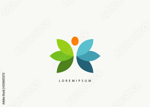 Leaf butterfly Logo - abstact butterfly Logo green