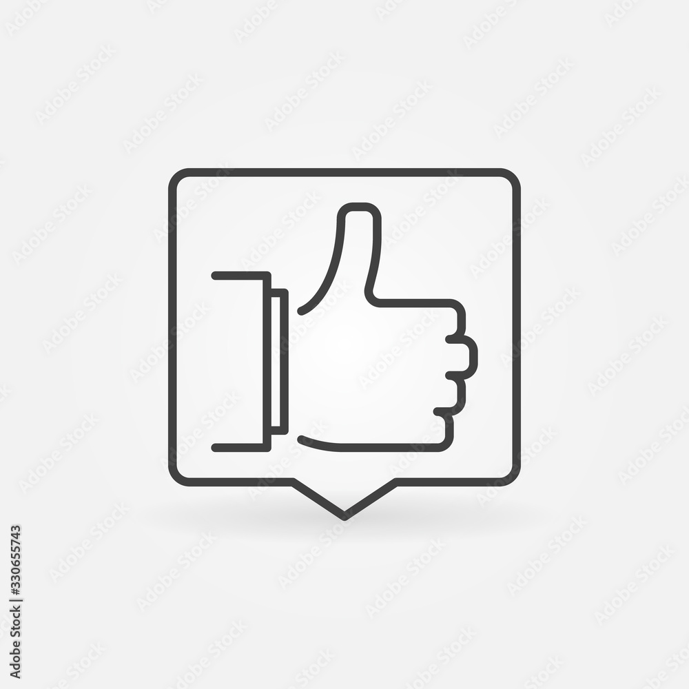 Thumbs Up in Speech Bubble vector Social Media outline concept icon or sign Thumbs Up in Speech Bubble vector Social Media outline concept icon or sign