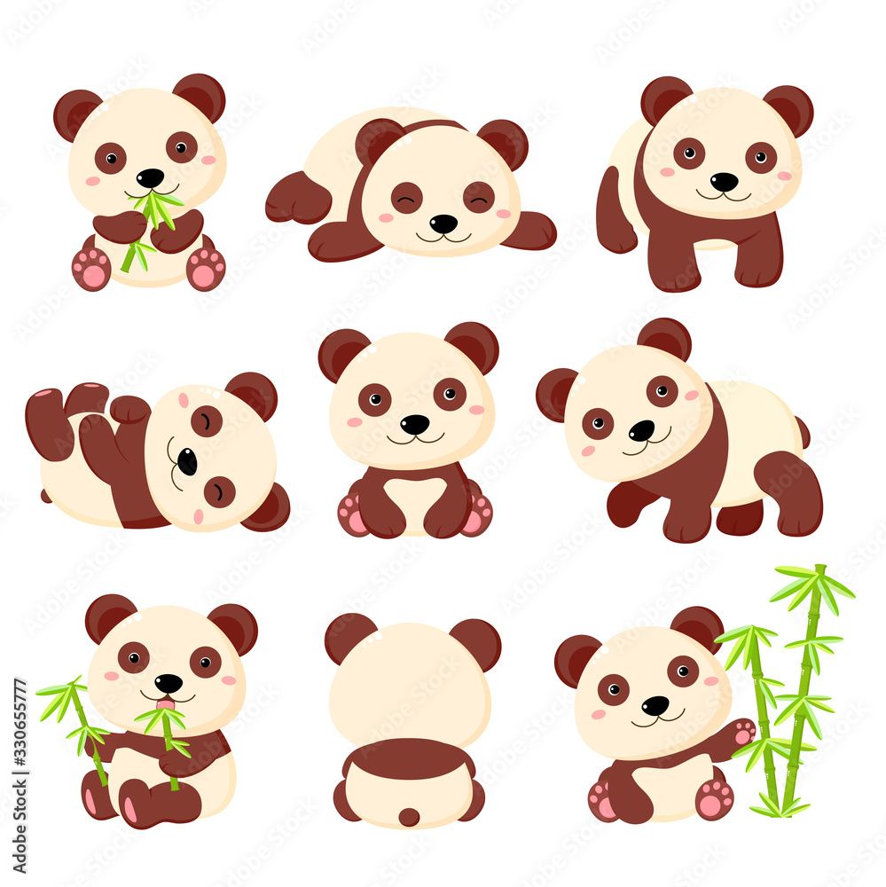 Set of cute cartoon panda in various pose Set of cute cartoon panda in various pose