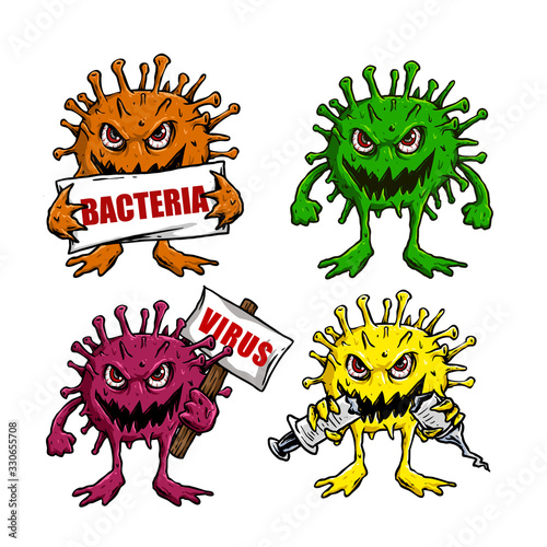 vector set of virus mascot design