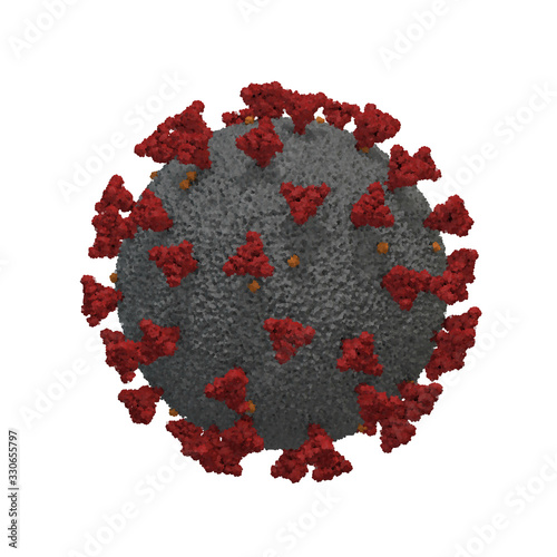 Coronavirus SARS-CoV-2. Epidemic virus outbreak in China. Infection COVID-19 concept. 3d Vector illustration. Isolated on white background.