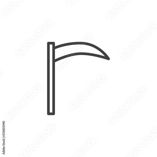 Sickle blade line icon. linear style sign for mobile concept and web design. Gardening scythe outline vector icon. Symbol, logo illustration. Vector graphics