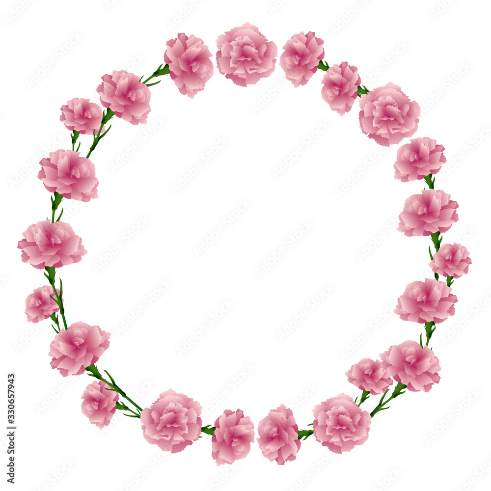 circle frame of carnations illustration circle frame of carnations illustration