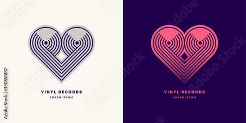 Emblem of the Vinyl record. Linear sign. Vector illustration music.