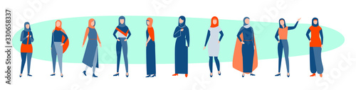 Set of arabic women concept