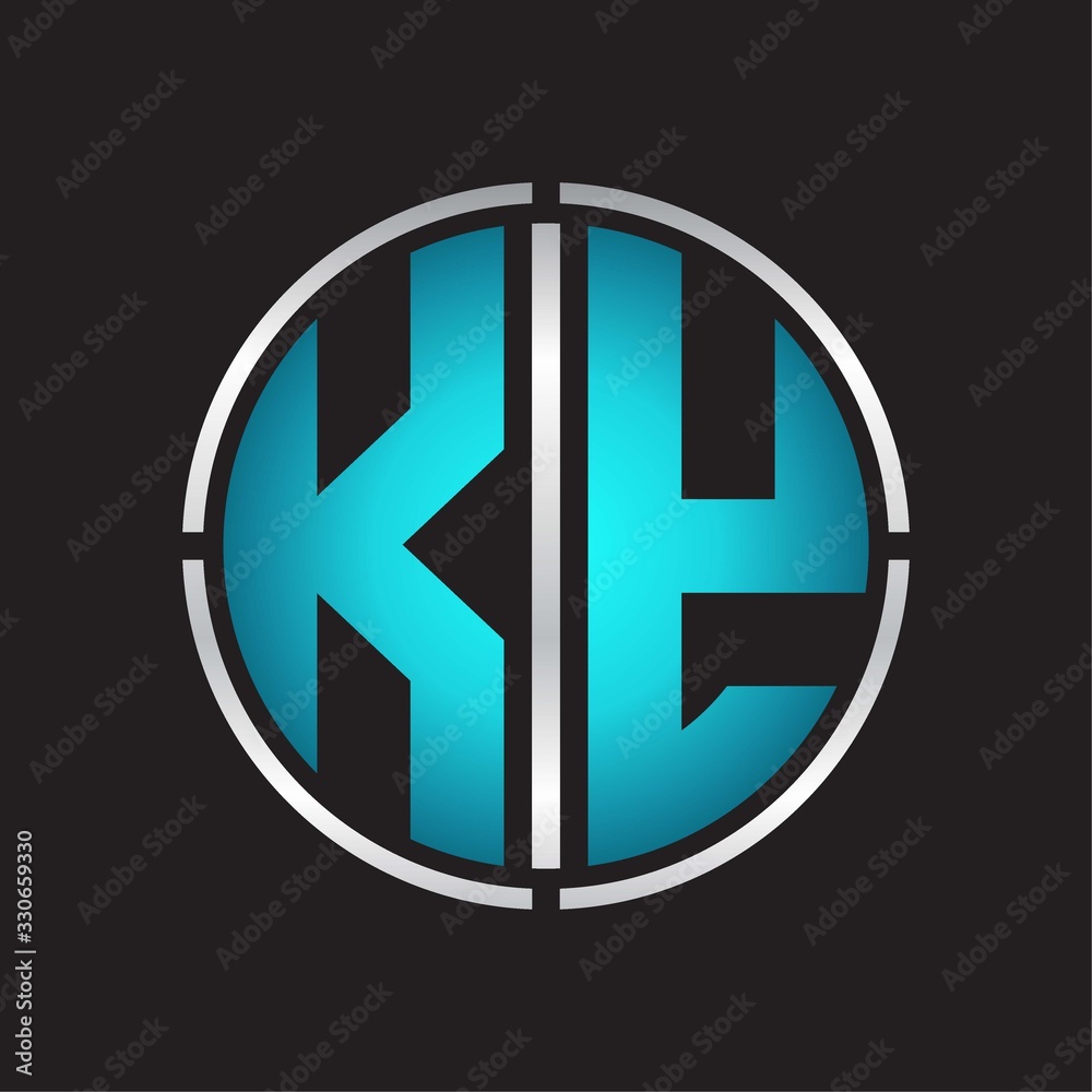 KY Logo initial with circle line cut design template on blue colors KY Logo initial with circle line cut design template on blue colors