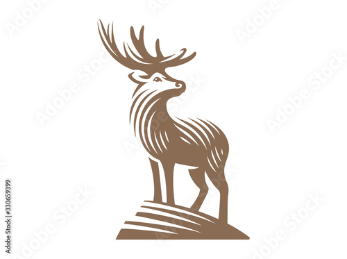 Deer emblem design isolated on white background