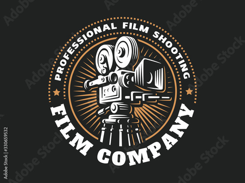 Emblem film cinema camera, vector illustration design