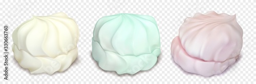 Realistic marshmallows on a transparent background.