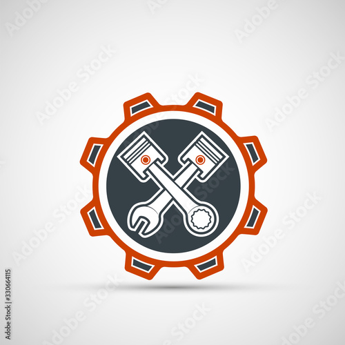 Car service and mechanic repair logo. Tools in the gear