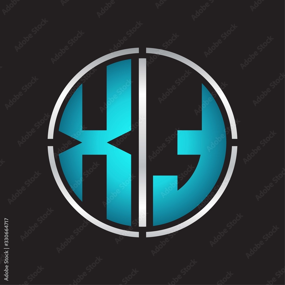 Fototapeta premium XT Logo initial with circle line cut design template on blue colors