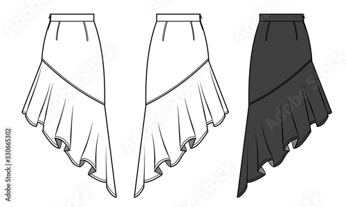 SKIRT fashion flat sketch template