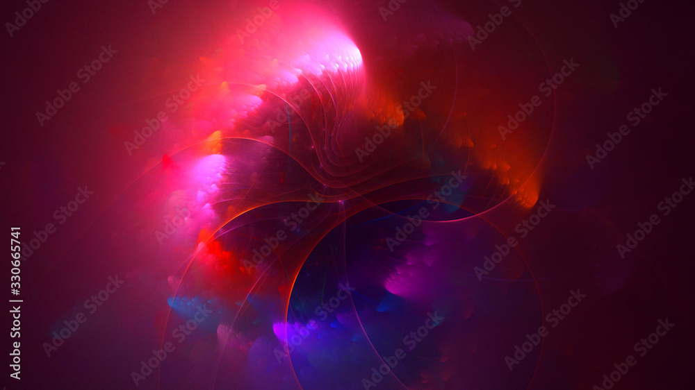 Fototapeta 3D rendering abstract colorful fractal light background