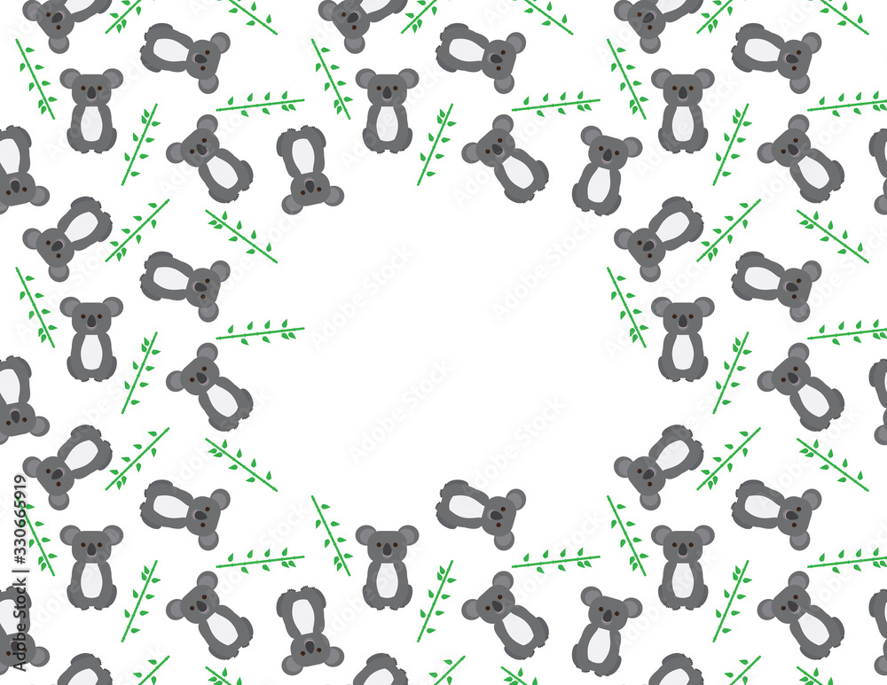 Koala Bear and Leaves Seamless Frame Koala Bear and Leaves Seamless Frame