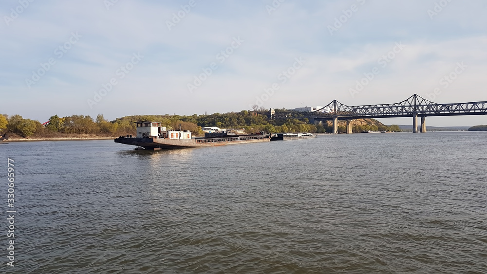 transport vessel on the Danube river