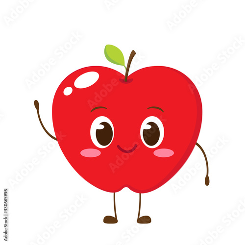 Cute happy apple character vector