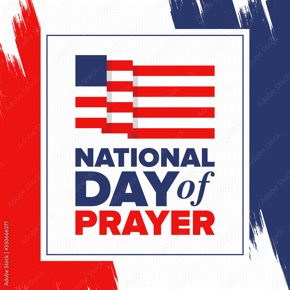 Fototapeta premium National Day of Prayer in United States. First Thursday of May. Annual day when Americans turn to God in prayer and meditation. Poster, card, banner and background. Vector illustration