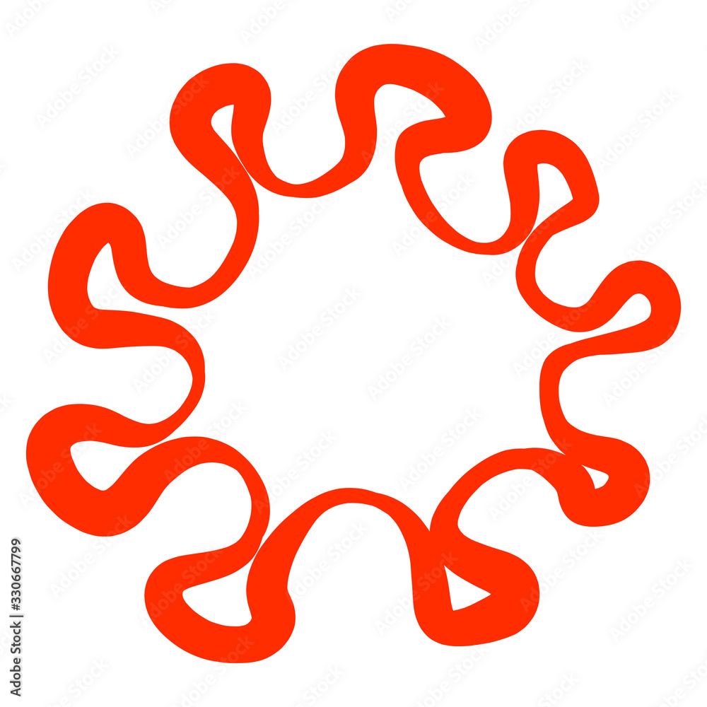 microbe with shoots, red blot on a white background microbe with shoots, red blot on a white background