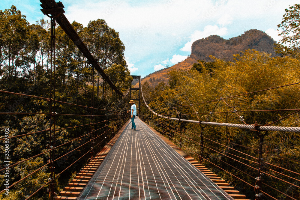 Fototapeta premium Heart shaped suspension bridge Surat Thani Province, Thailand.