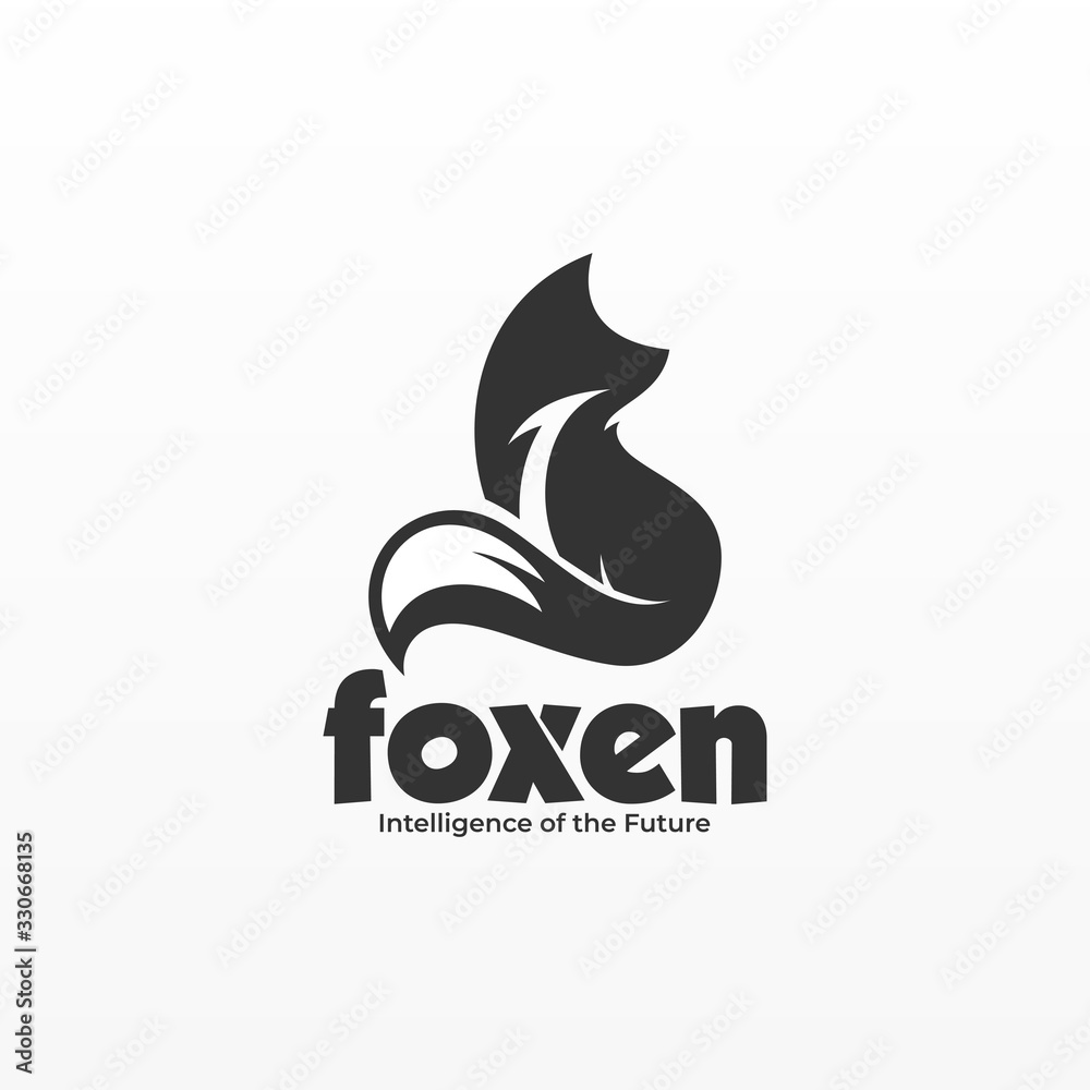 Vector Logo Illustration Fox Silhouette Style.
