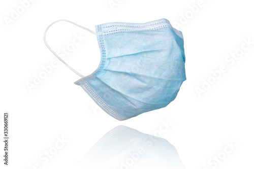 Medical mask isolated on white background for protection against flu and Corona virus, or Covid-19, is spreading all over the world, With clipping path